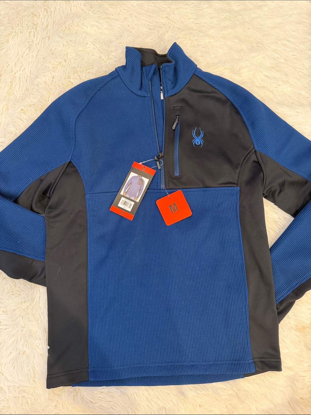 Spyder Men’s Royal Blue and Black Half-Zip Performance Pullover